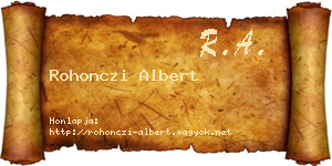 Rohonczi Albert névjegykártya